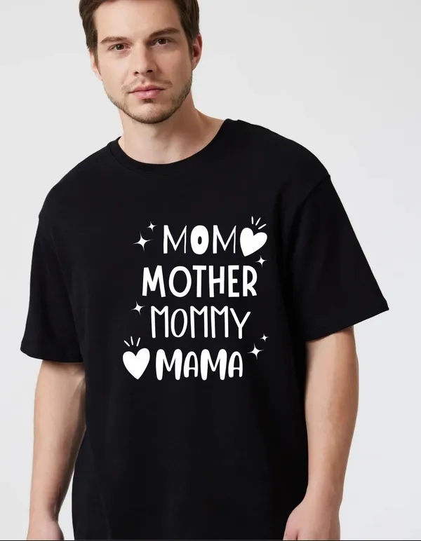 Black_Cotton_Blend_Trendy_Mom_Mother_T-Shirt_For_Men