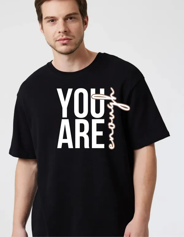 Black_Cotton_Blend_Trendy_Youu_Are_Enogh_T-Shirt_For_Men