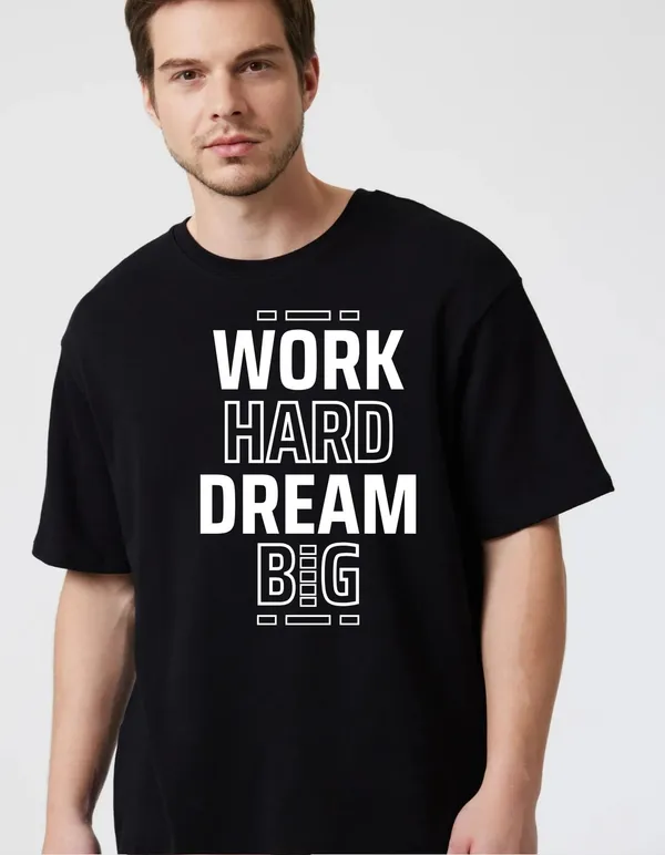 Black_Cotton_Blend_Trendy_Work_Hard_T-Shirt_For_Men