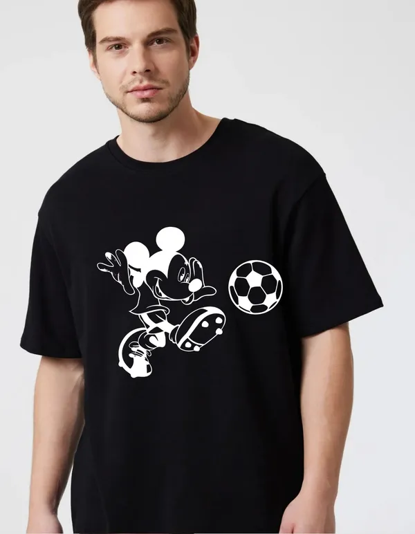 Black_Cotton_Blend_Trendy_Micckey_Mouse_T-Shirt_For_Men