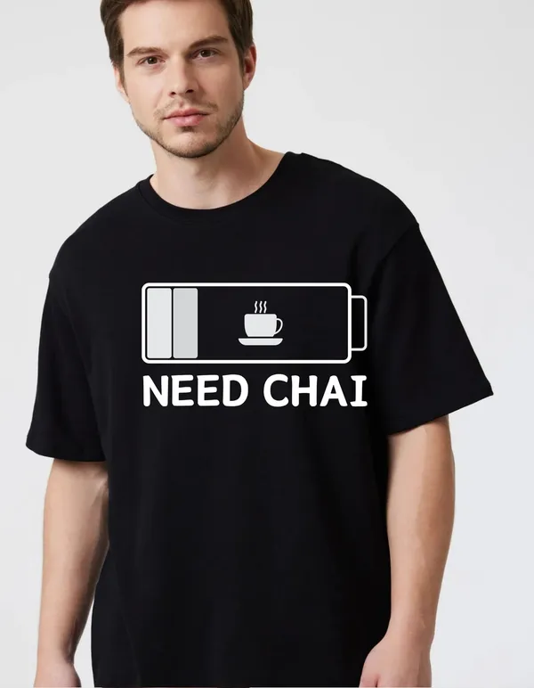 Black_Cotton_Blend_Trendy_Need_Chai_T-Shirt_For_Men