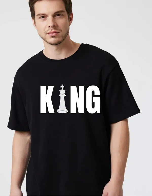 Black_Cotton_Blend_Trendy_King_T-Shirt_For_Men
