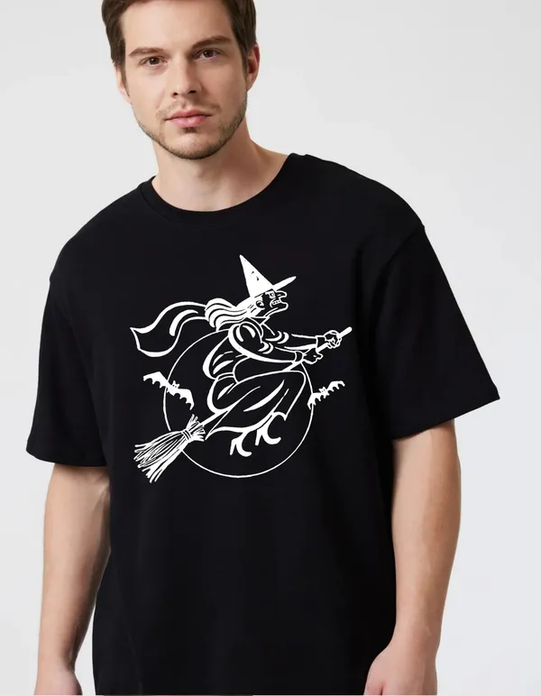 Black_Cotton_Blend_Trendy_Witch_T-Shirt_For_Men