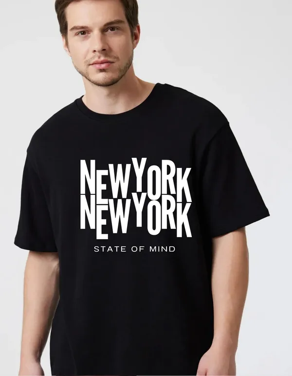Black_Cotton_Blend_Trendy_Newyork_T-Shirt_For_Men