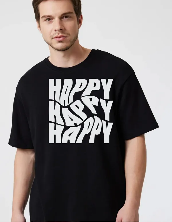 Black_Cotton_Blend_Trendy_Happy_Happy_T-Shirt_For_Men