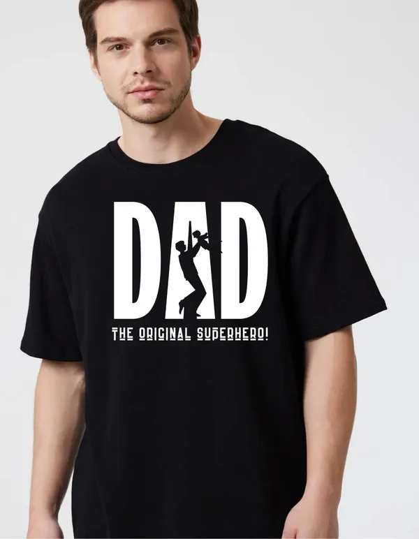 Black_Cotton_Blend_Trendy_Dad_T-Shirt_For_Men