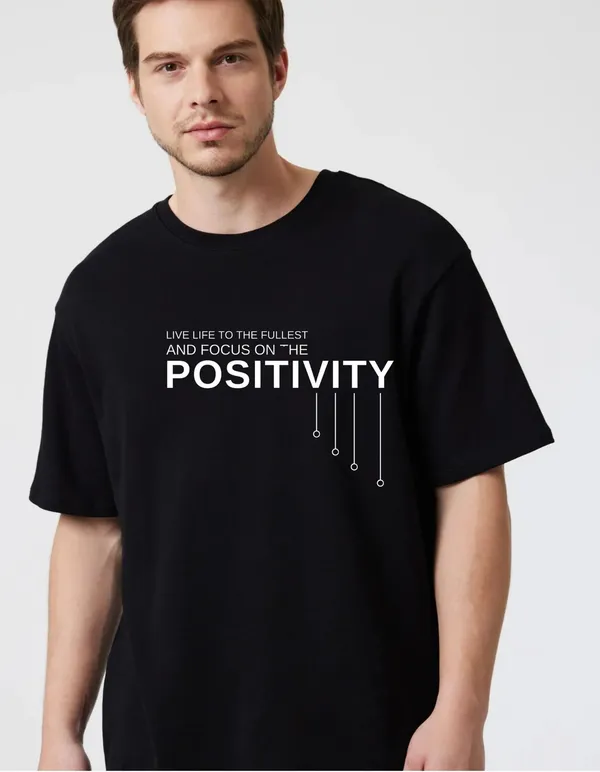 Black_Cotton_Blend_Trendy_Positivity_T-Shirt_For_Men