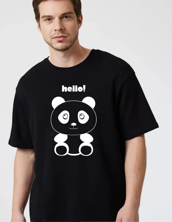 Black_Cotton_Blend_Trendy_Hello_T-Shirt_For_Men
