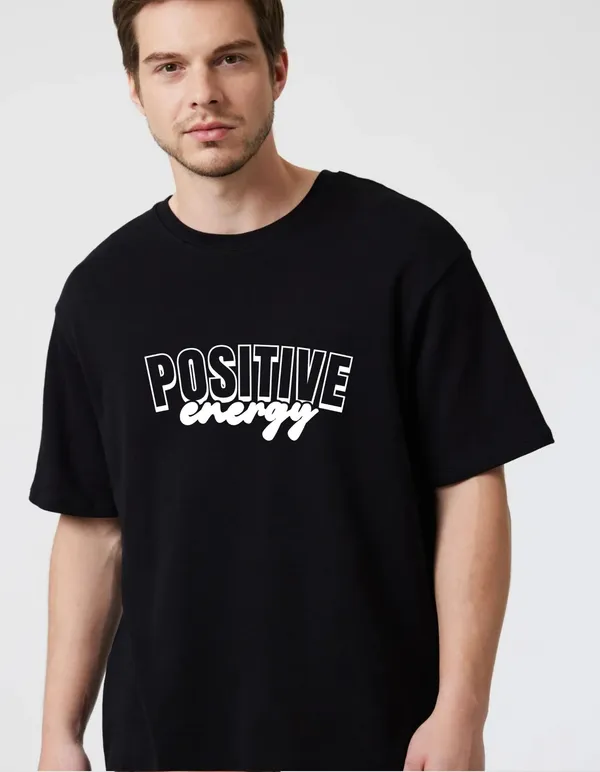 Black_Cotton_Blend_Trendy_Positive_Energy_T-Shirt_For_Men