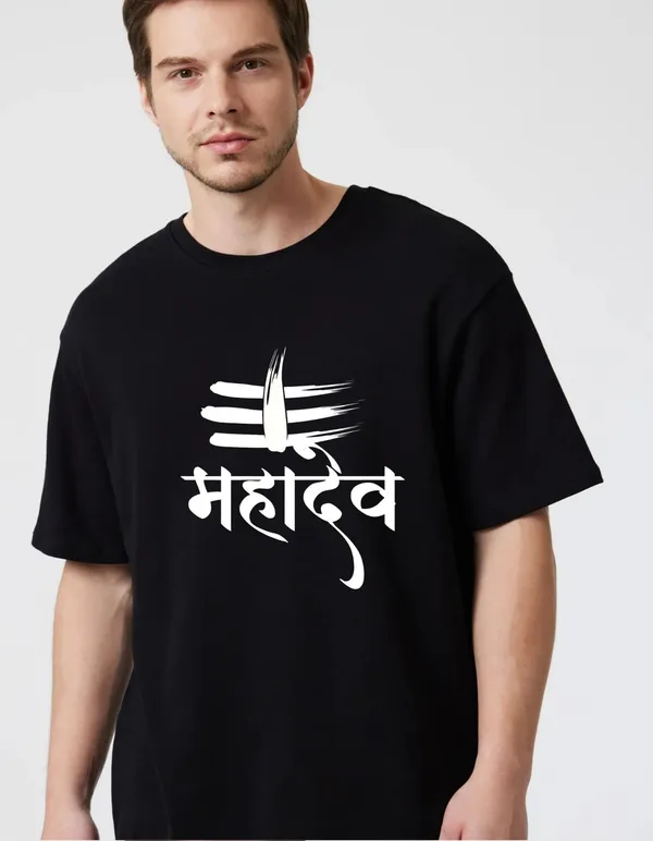 Black_Cotton_Blend_Trendy_Mahadev_T-Shirt_For_Men