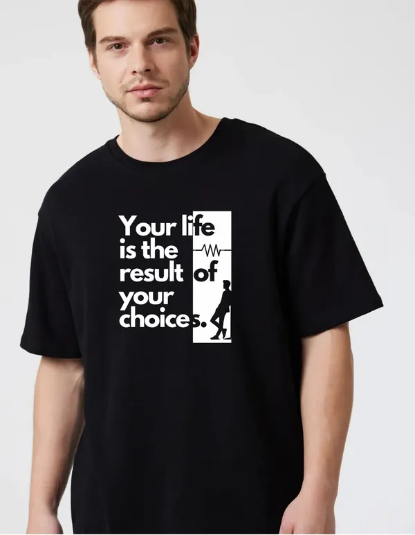 Black_Cotton_Blend_Trendy_Youur_Life_T-Shirt_For_Men