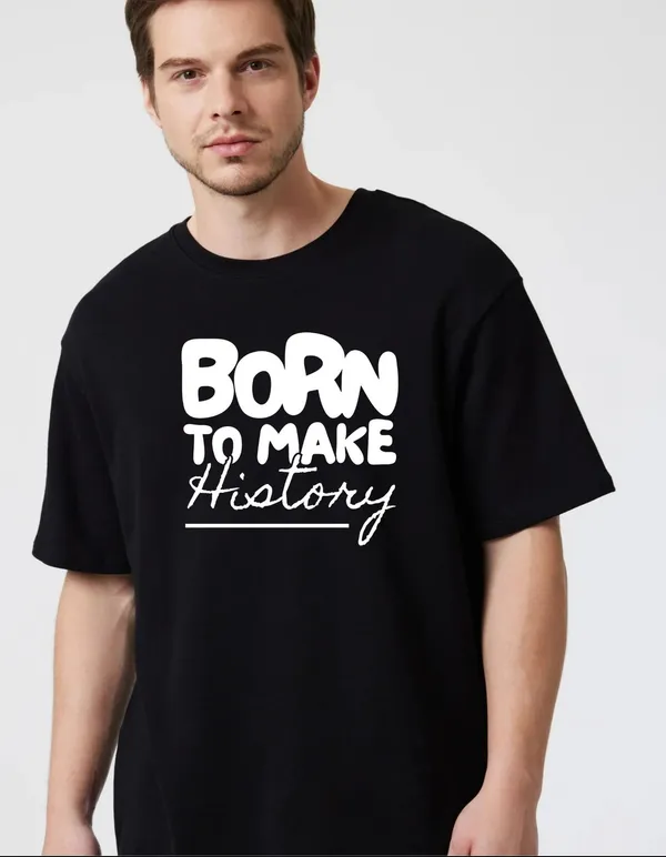 Black_Cotton_Blend_Trendy_Born_To_Make_History_T-Shirt_For_Men