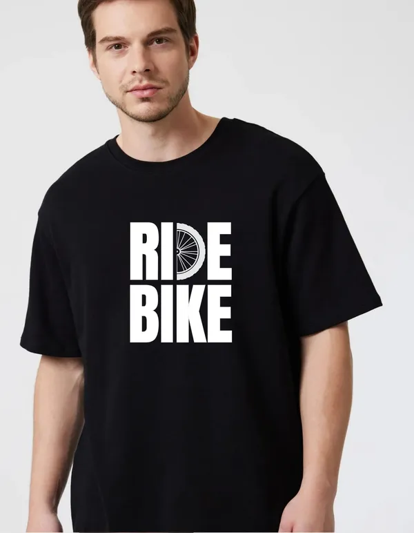 Black_Cotton_Blend_Trendy_Ride_Bike_T-Shirt_For_Men