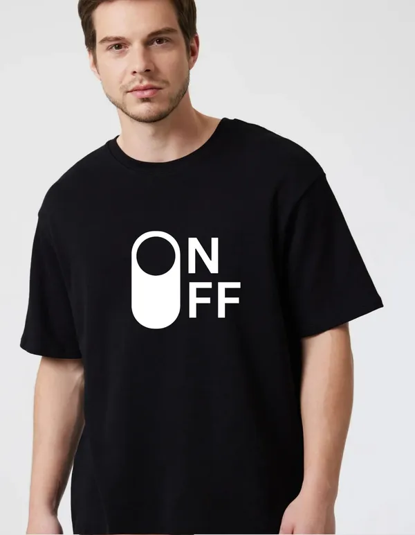 Black_Cotton_Blend_Trendy_On_Off_T-Shirt_For_Men