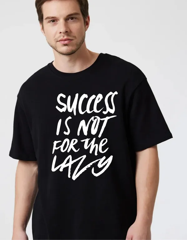 Black_Cotton_Blend_Trendy_Sucess_Is_Not_T-Shirt_For_Men