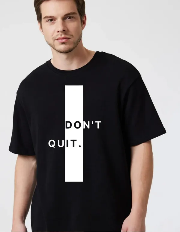 Black_Cotton_Blend_Trendy_Don'T_Quit_T-Shirt_For_Men