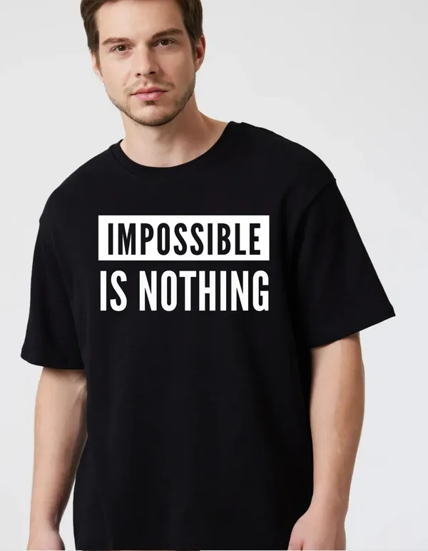 Black_Cotton_Blend_Trendy_Impossible_Is_Noting_T-Shirt_For_Men