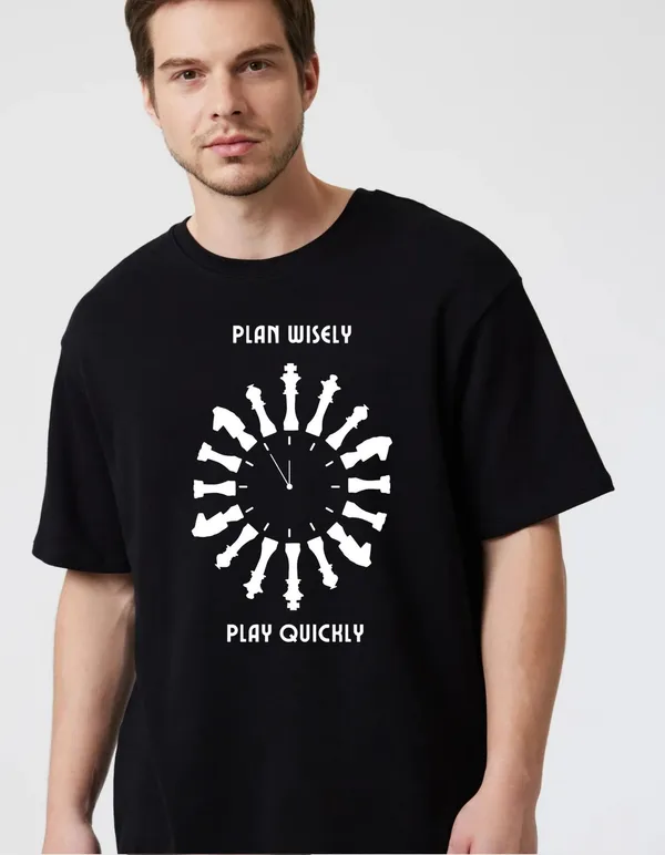 Black_Cotton_Blend_Trendy_Play_Wisely_T-Shirt_For_Men