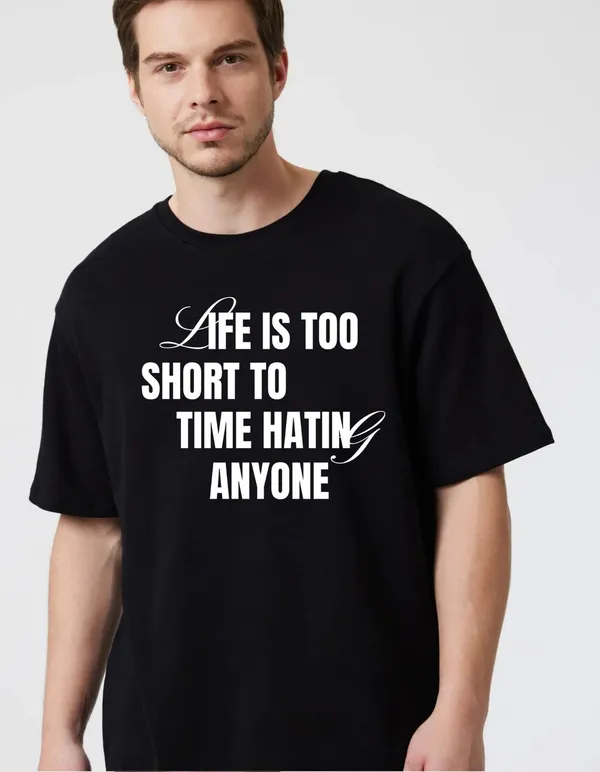 Black_Cotton_Blend_Trendy_Life_Is_Too_T-Shirt_For_Men