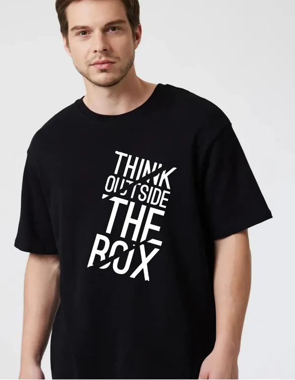 Black_Cotton_Blend_Trendy_Think_Out_Of_Box_T-Shirt_For_Men