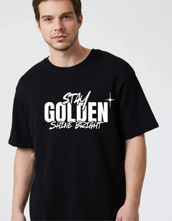 Black_Cotton_Blend_Trendy_Stay_Golden_T-Shirt_For_Men