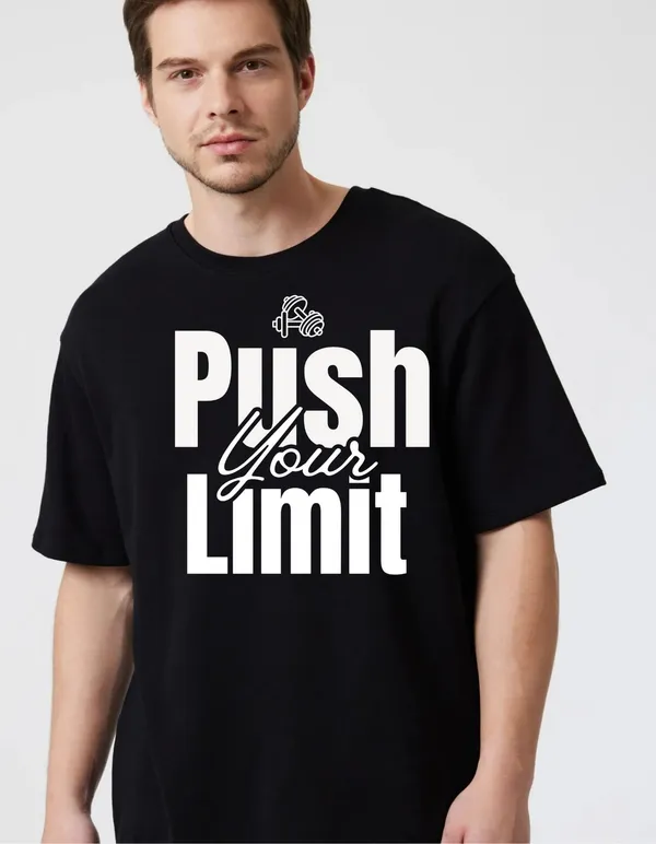 Black_Cotton_Blend_Trendy_Push_Youur_Limit_T-Shirt_For_Men