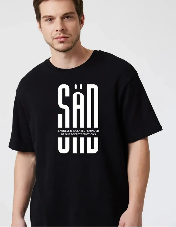 Black_Cotton_Blend_Trendy_Sadness_T-Shirt_For_Men