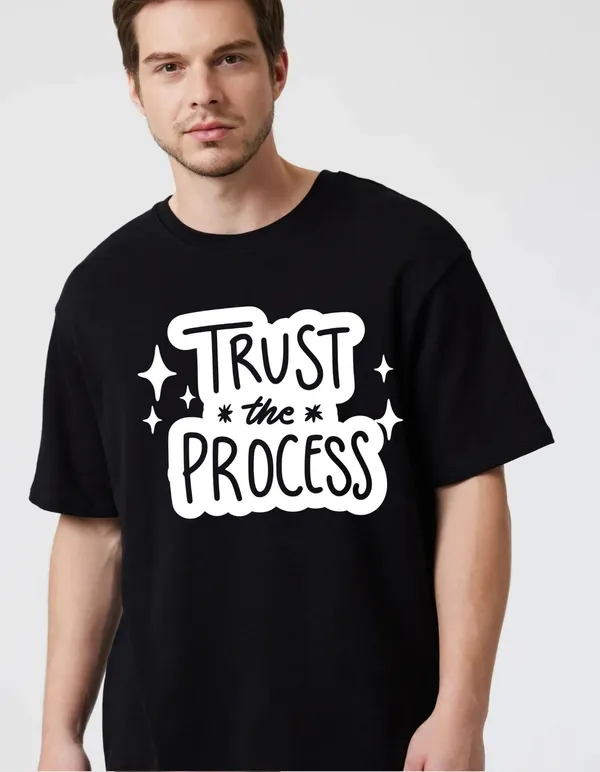 Black_Cotton_Blend_Trendy_Trust_The_Process_T-Shirt_For_Men