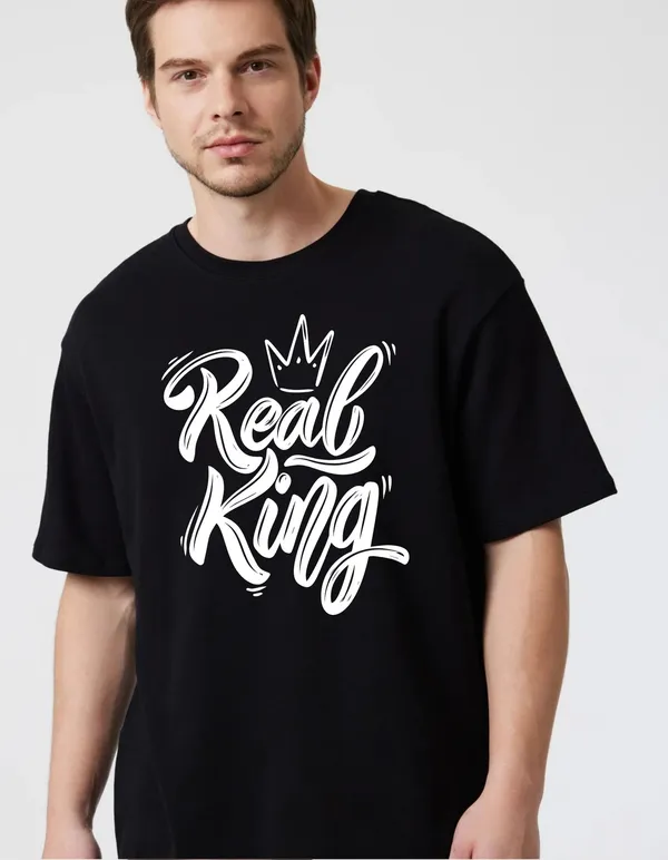 Black_Cotton_Blend_Trendy_King_T-Shirt_For_Men