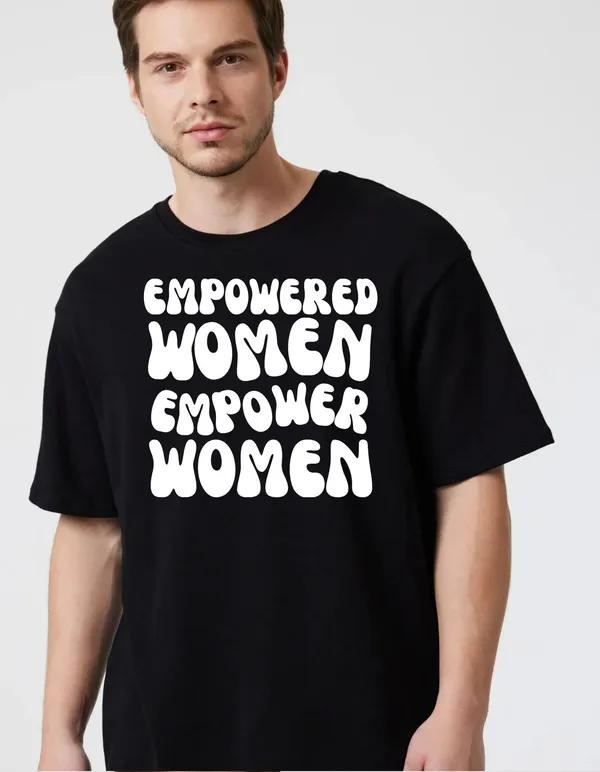 Black_Cotton_Blend_Trendy_Empowered_T-Shirt_For_Men