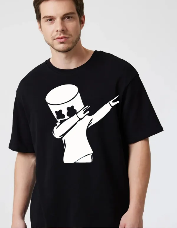 Black_Cotton_Blend_Trendy_Marshmallow_T-Shirt_For_Men
