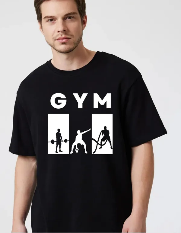 Black_Cotton_Blend_Trendy_Gym_T-Shirt_For_Men