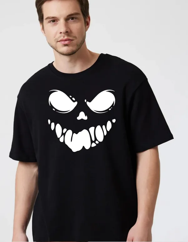 Black_Cotton_Blend_Trendy_Ghost_T-Shirt_For_Men