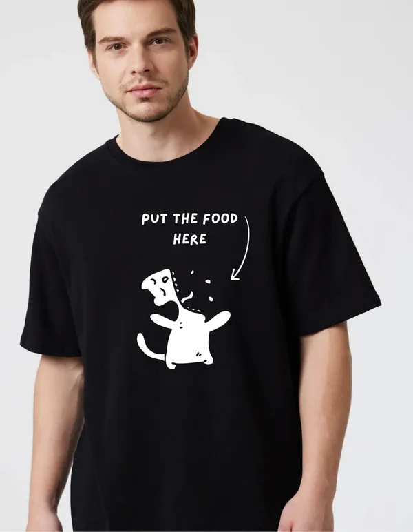 Black_Cotton_Blend_Trendy_Put_The_Food_T-Shirt_For_Men