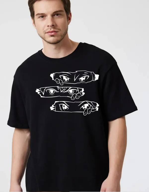 Black_Cotton_Blend_Trendy_Eye_T-Shirt_For_Men