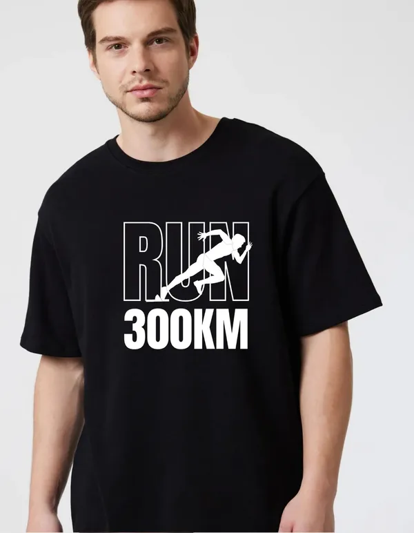 Black_Cotton_Blend_Trendy_Run_300Km_T-Shirt_For_Men
