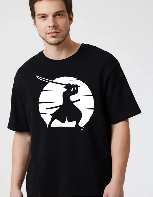 Black_Cotton_Blend_Trendy_Ninja_T-Shirt_For_Men