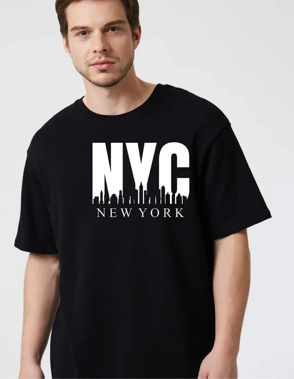 Black_Cotton_Blend_Trendy_Newyork_T-Shirt_For_Men