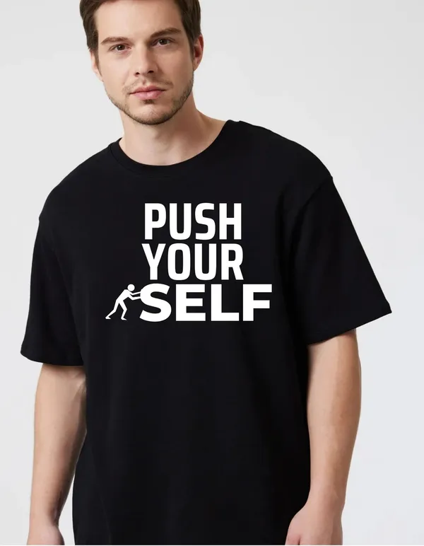 Black_Cotton_Blend_Trendy_Push_Youurself_T-Shirt_For_Men