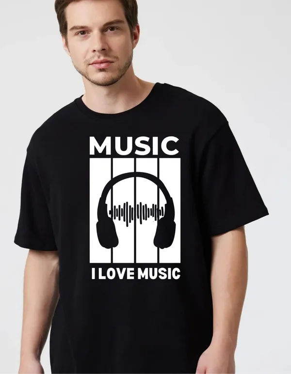 Black_Cotton_Blend_Trendy_Music_T-Shirt_For_Men