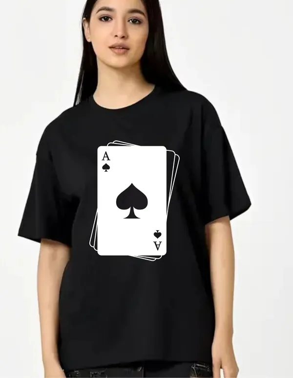 Black_Cotton_Blend_Trendy_Ace_Spade_T-Shirt_For_Women