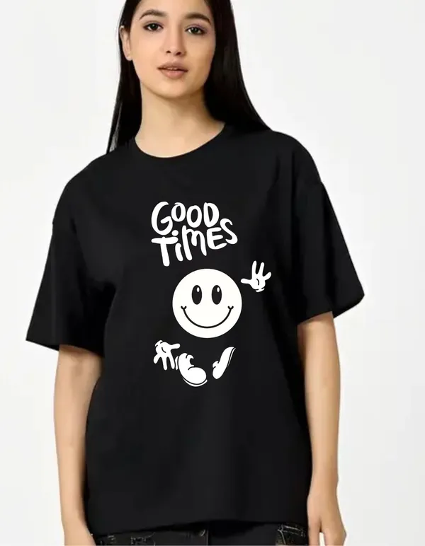 Black_Cotton_Blend_Trendy_Good_Times_T-Shirt_For_Women