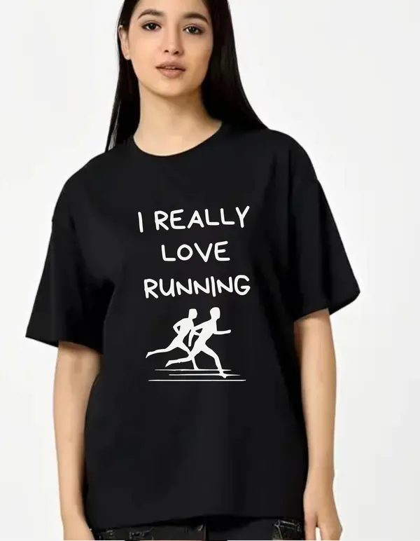 Black_Cotton_Blend_Trendy_Really_Love_Running_T-Shirt_For_Women