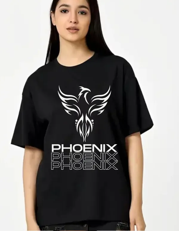 Black_Cotton_Blend_Trendy_Phoenix_T-Shirt_For_Women