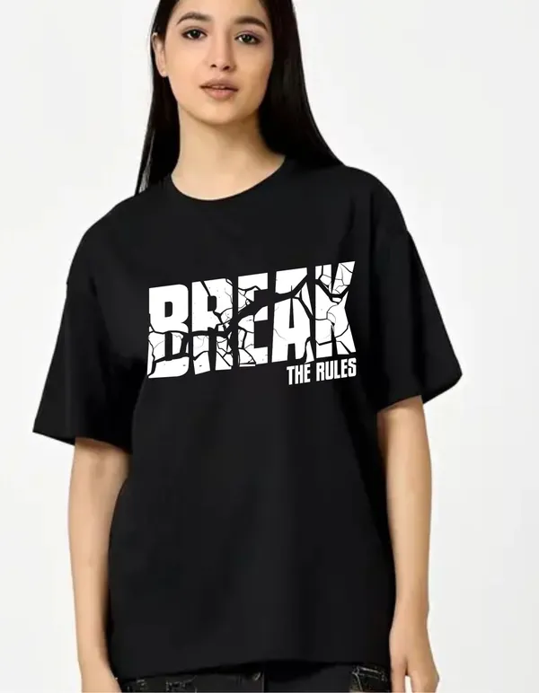 Black_Cotton_Blend_Trendy_Break_The_Rulest-Shirt_For_Women