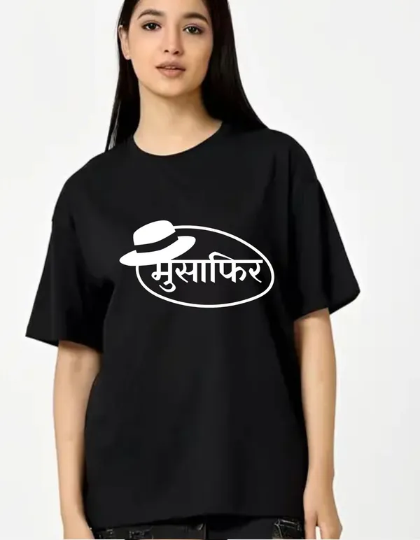 Black_Cotton_Blend_Trendy_Musafir_T-Shirt_For_Women