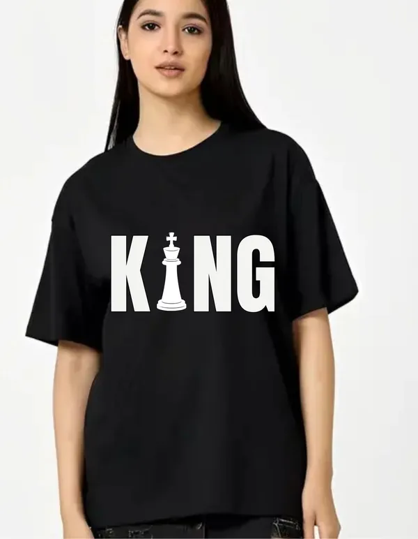 Black_Cotton_Blend_Trendy_King_T-Shirt_For_Women
