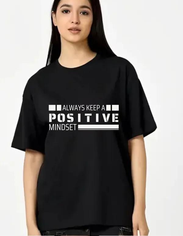 Black_Cotton_Blend_Trendy_Positive_T-Shirt_For_Women