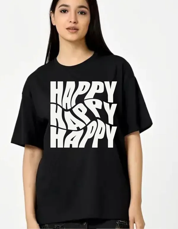 Black_Cotton_Blend_Trendy_Happy_Happy_T-Shirt_For_Women