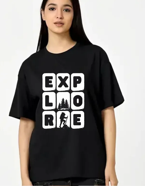 Black_Cotton_Blend_Trendy_Explore_T-Shirt_For_Women